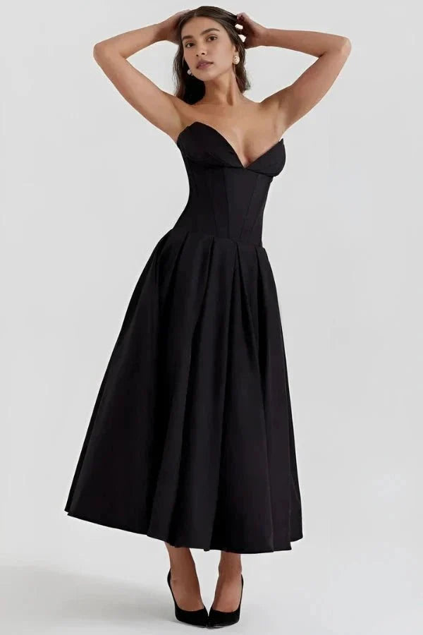Structured Corset-Bodice Midi Dress