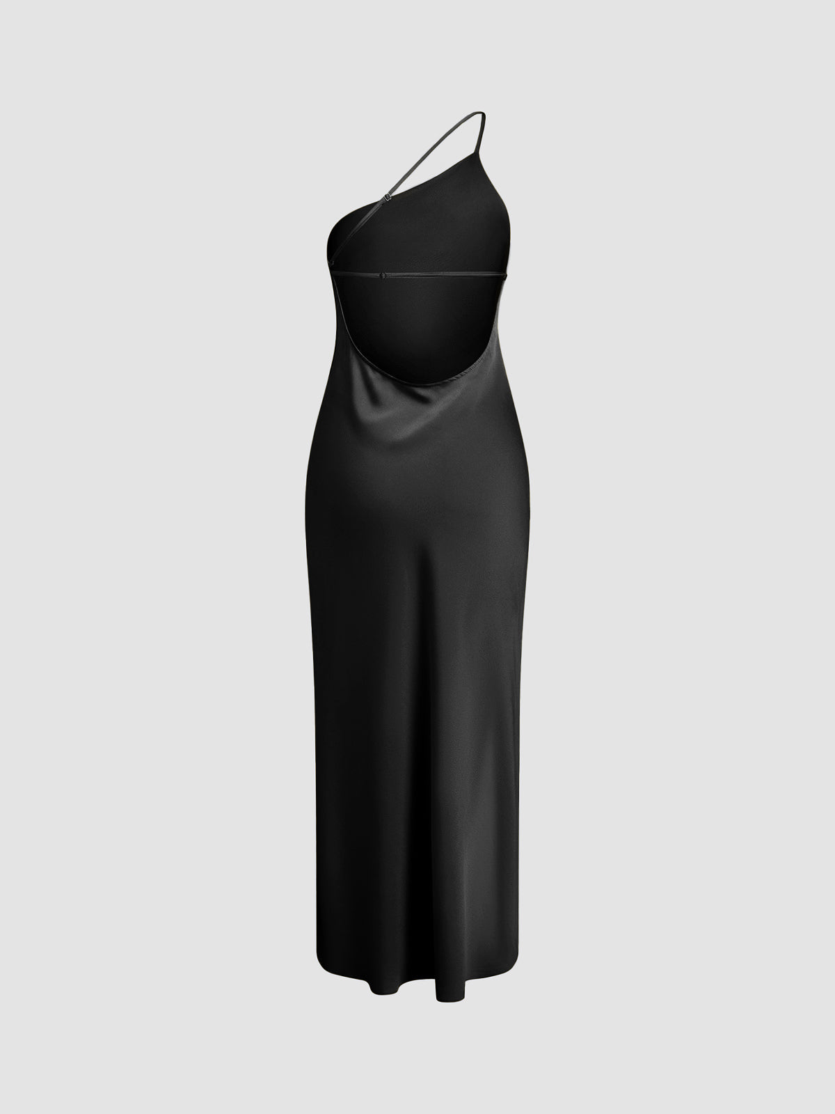Satin One Shoulder Maxi Dress with Side Slit