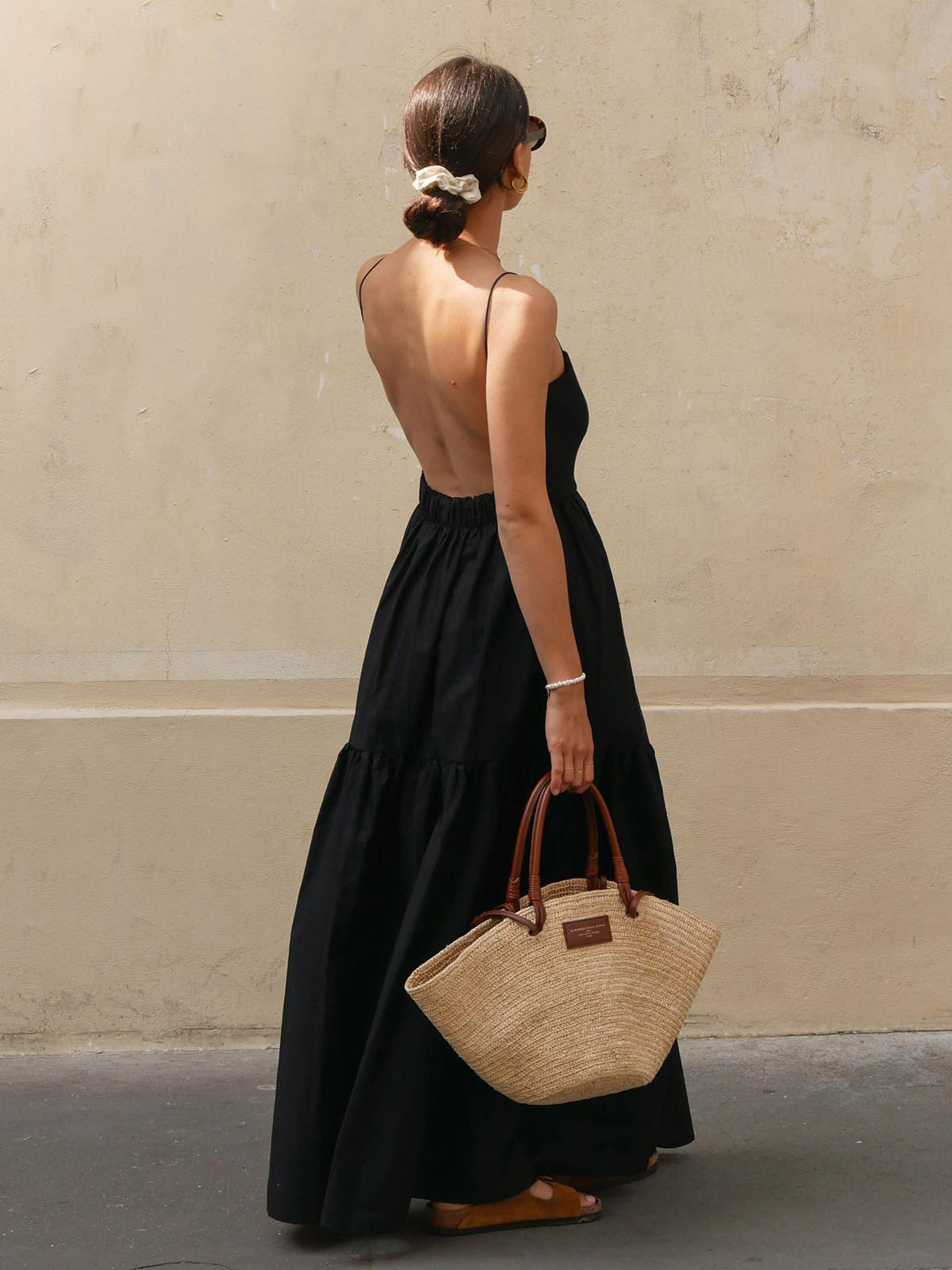 Backless Maxi Dress with Low Cut Front