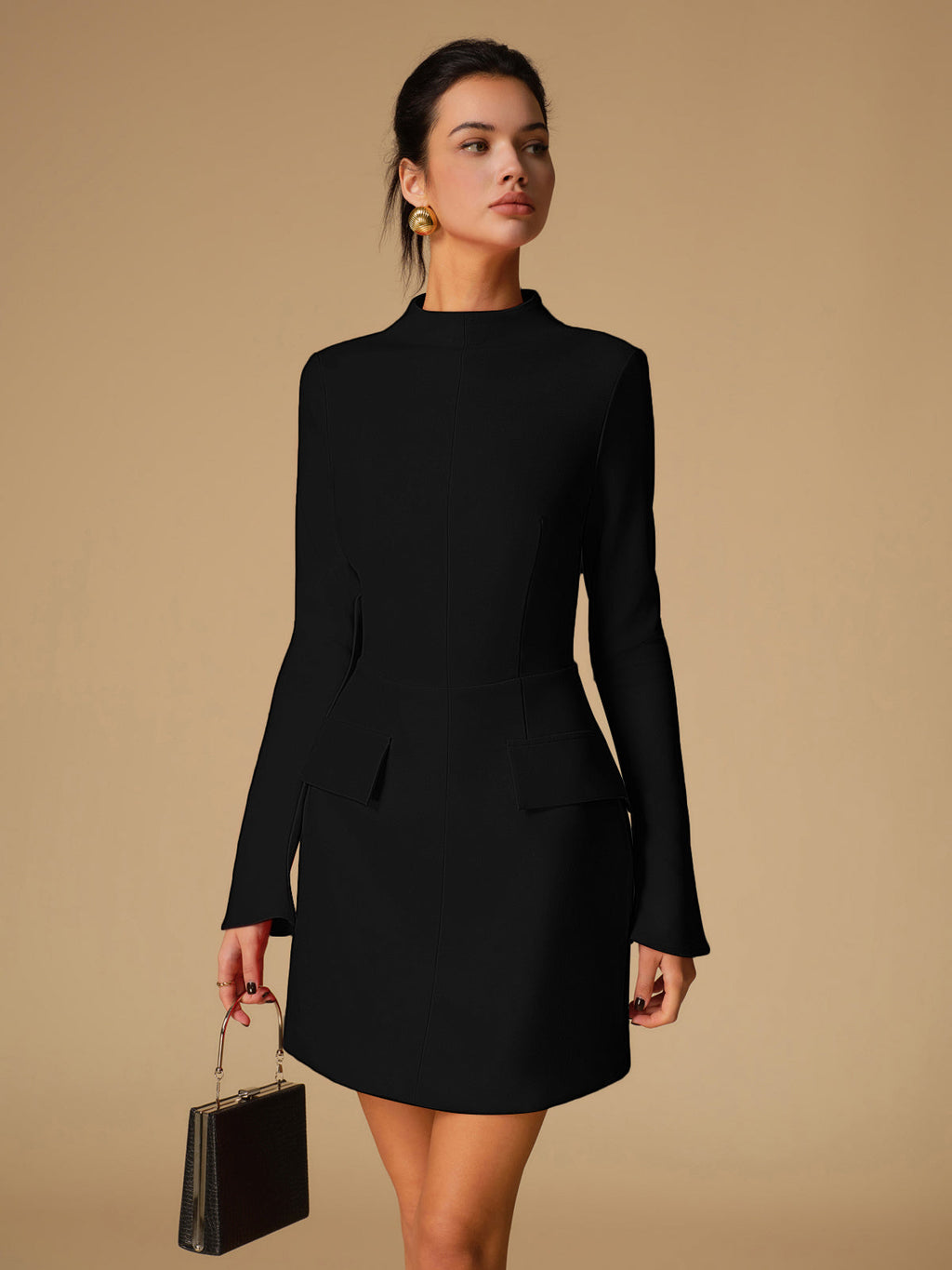 Minimalist Mock Neck Mini Dress