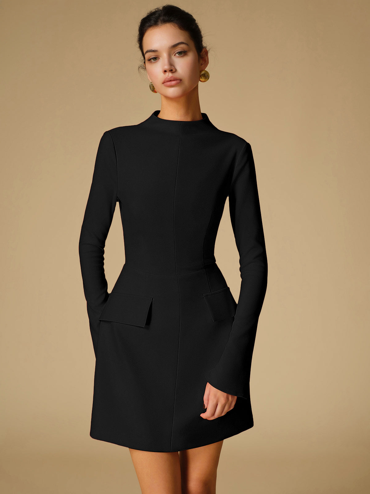 Minimalist Mock Neck Mini Dress