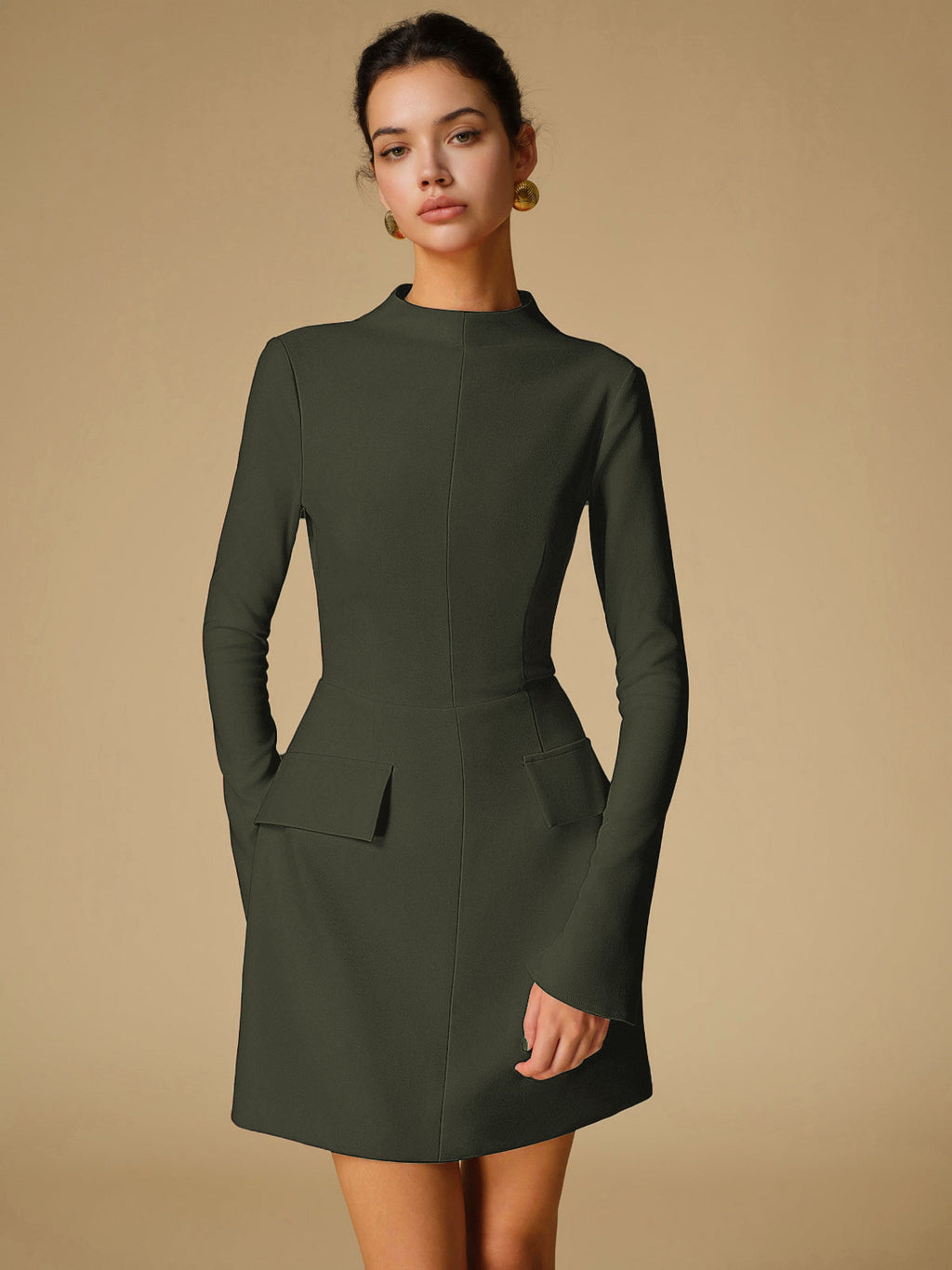 Minimalist Mock Neck Mini Dress