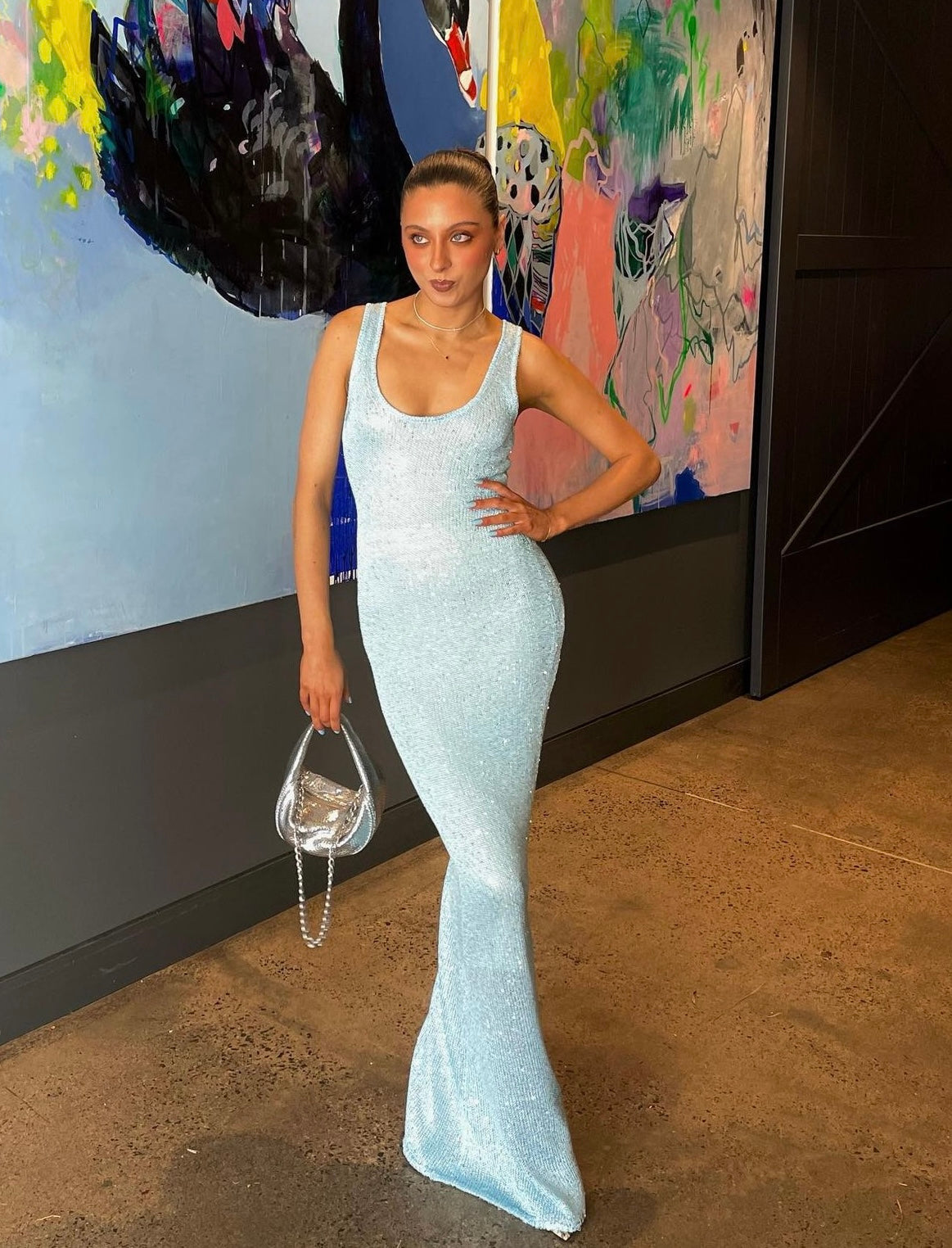 Maxi Dress with Micro Sequin Design