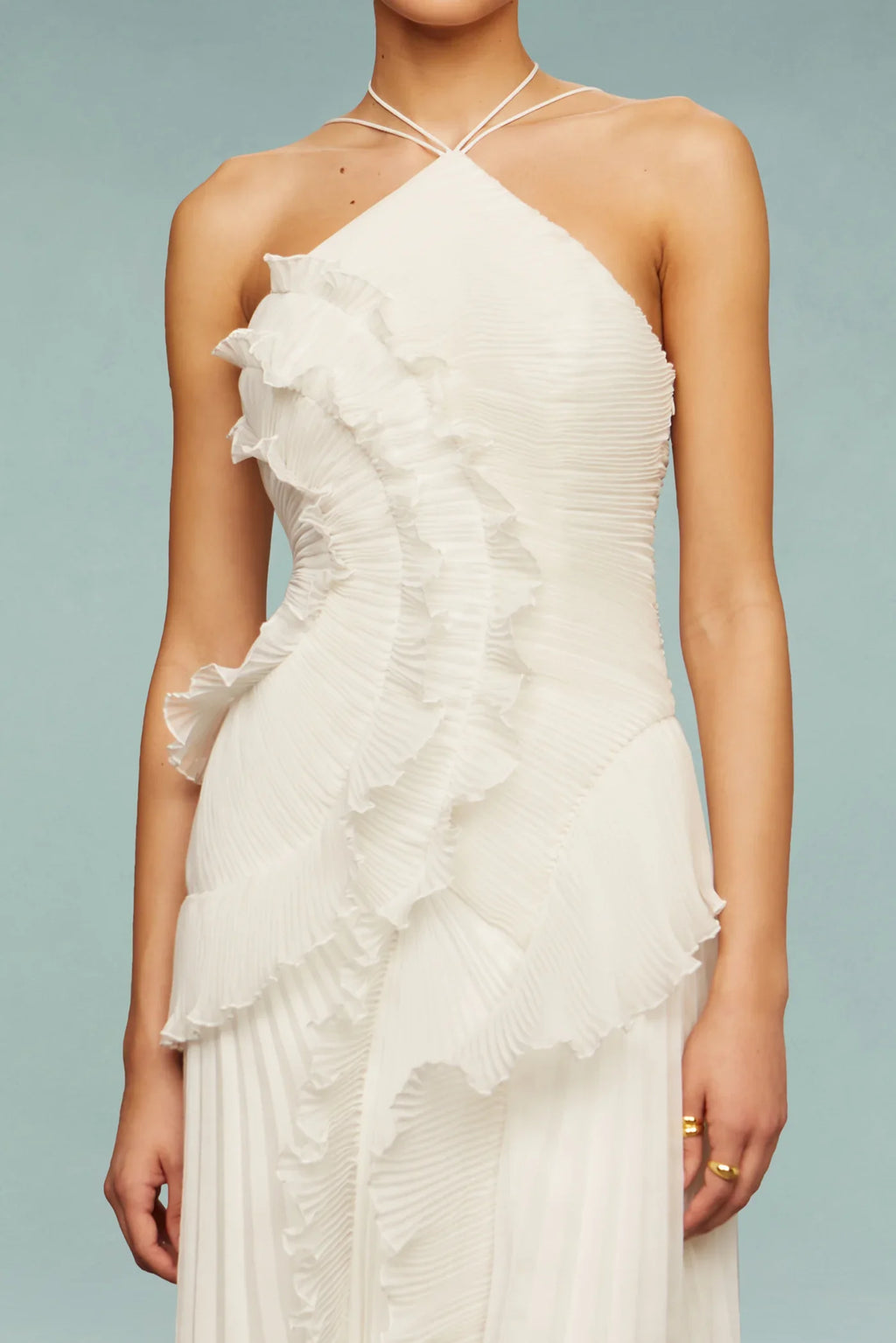 Ruffled Pleated Maxi Dress