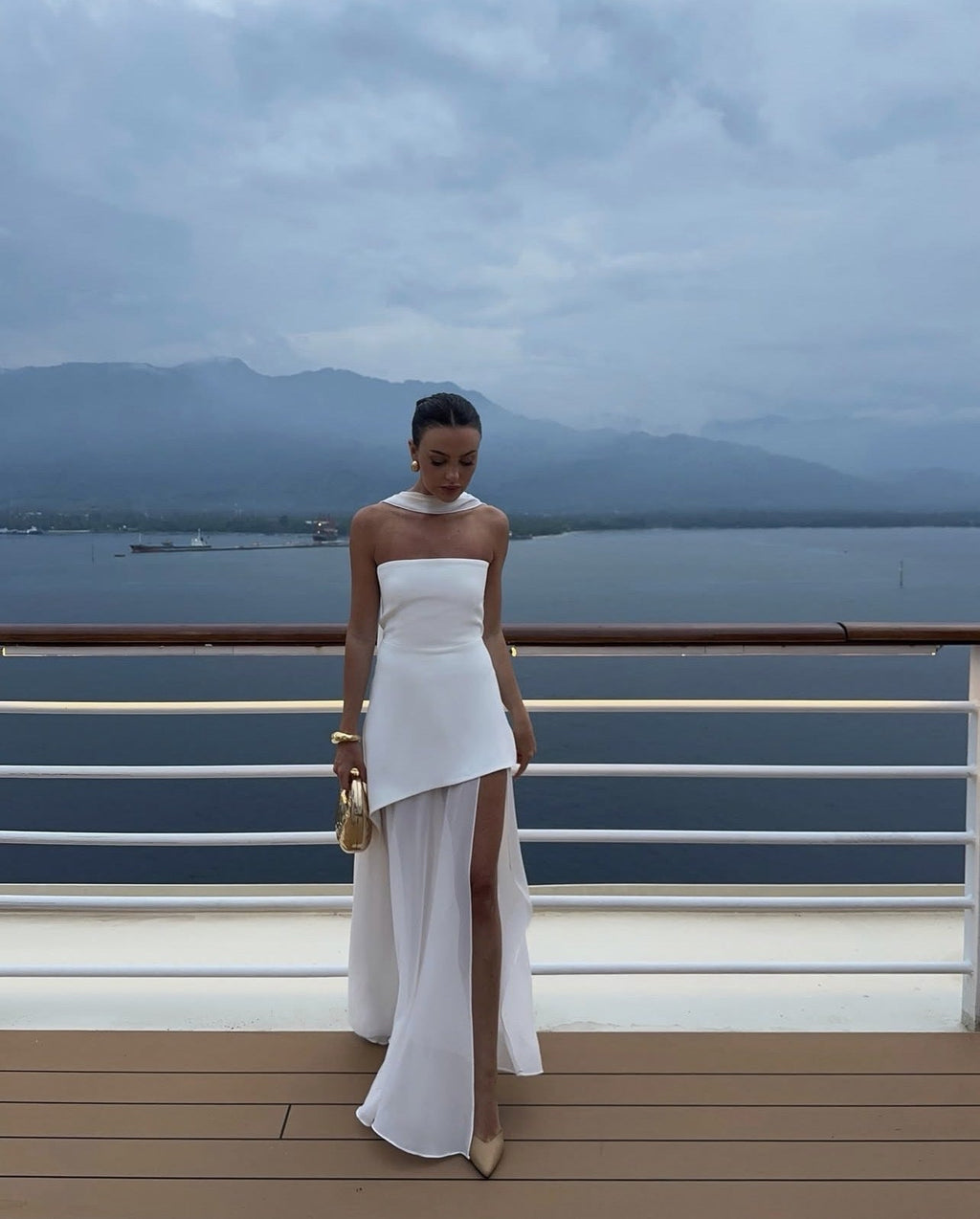 Asymmetrical Strapless Maxi Dress