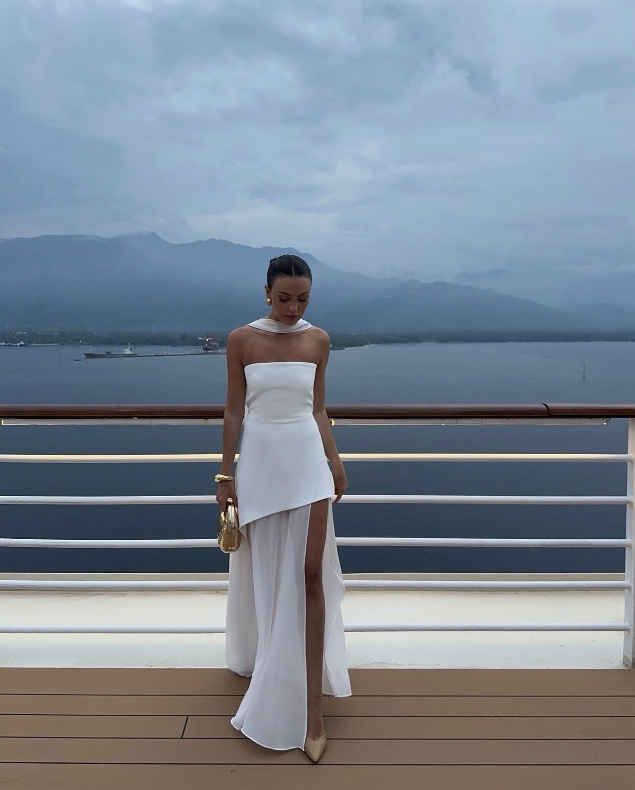 Asymmetrical Strapless Maxi Dress