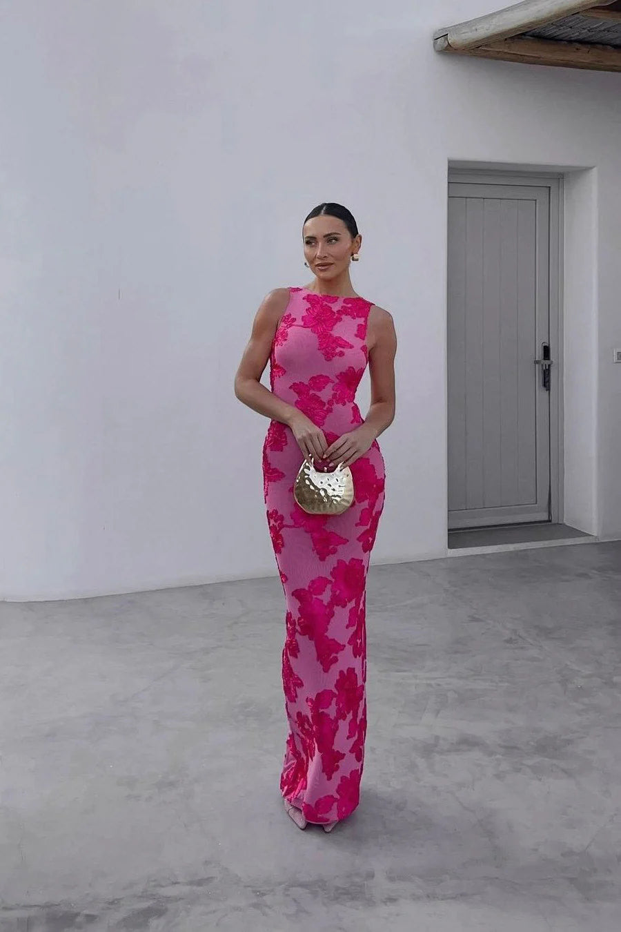 Embroidered Sleeveless Maxi Dress