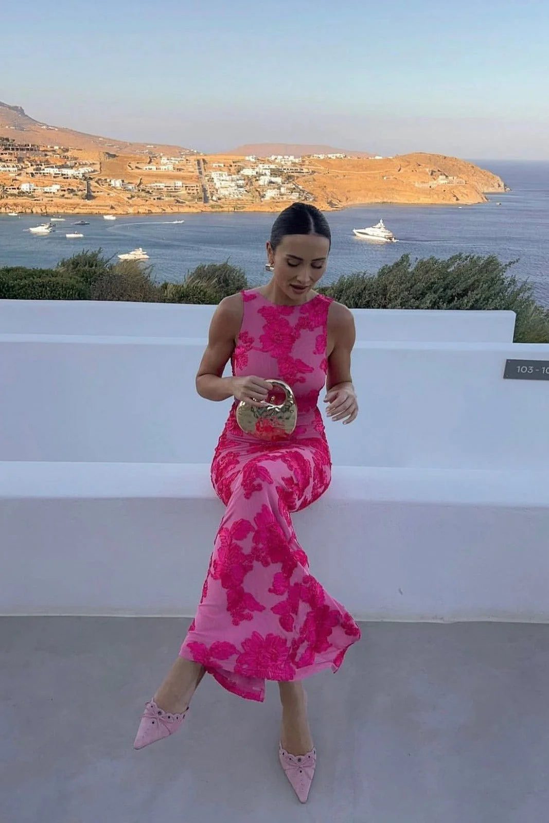 Embroidered Sleeveless Maxi Dress