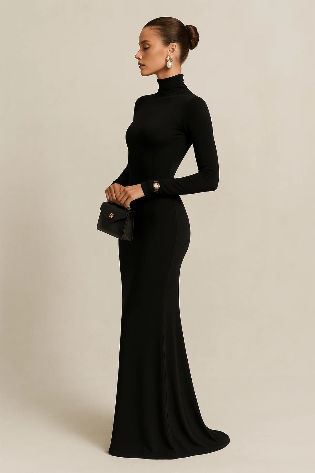 Turtleneck Long Sleeve Maxi Dress