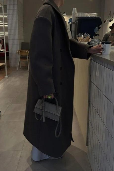 Oversized Double Breasted Long Coat