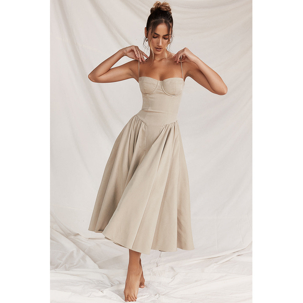 Structured Corset-Bodice Midi Dress