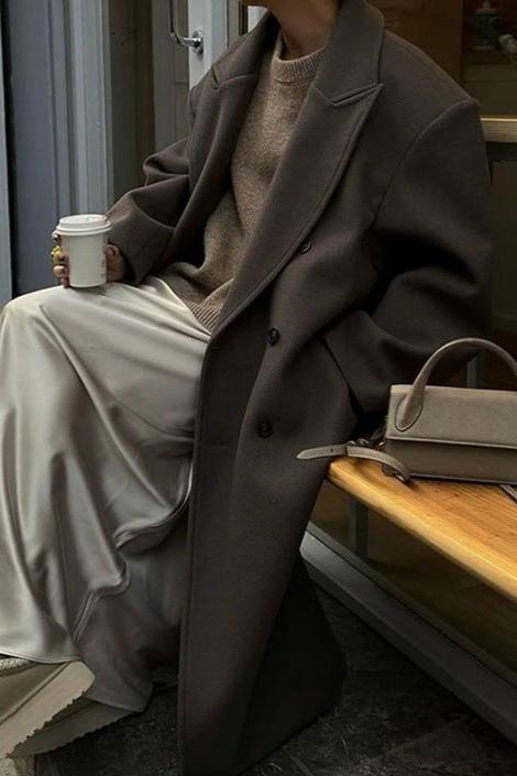 Oversized Double Breasted Long Coat