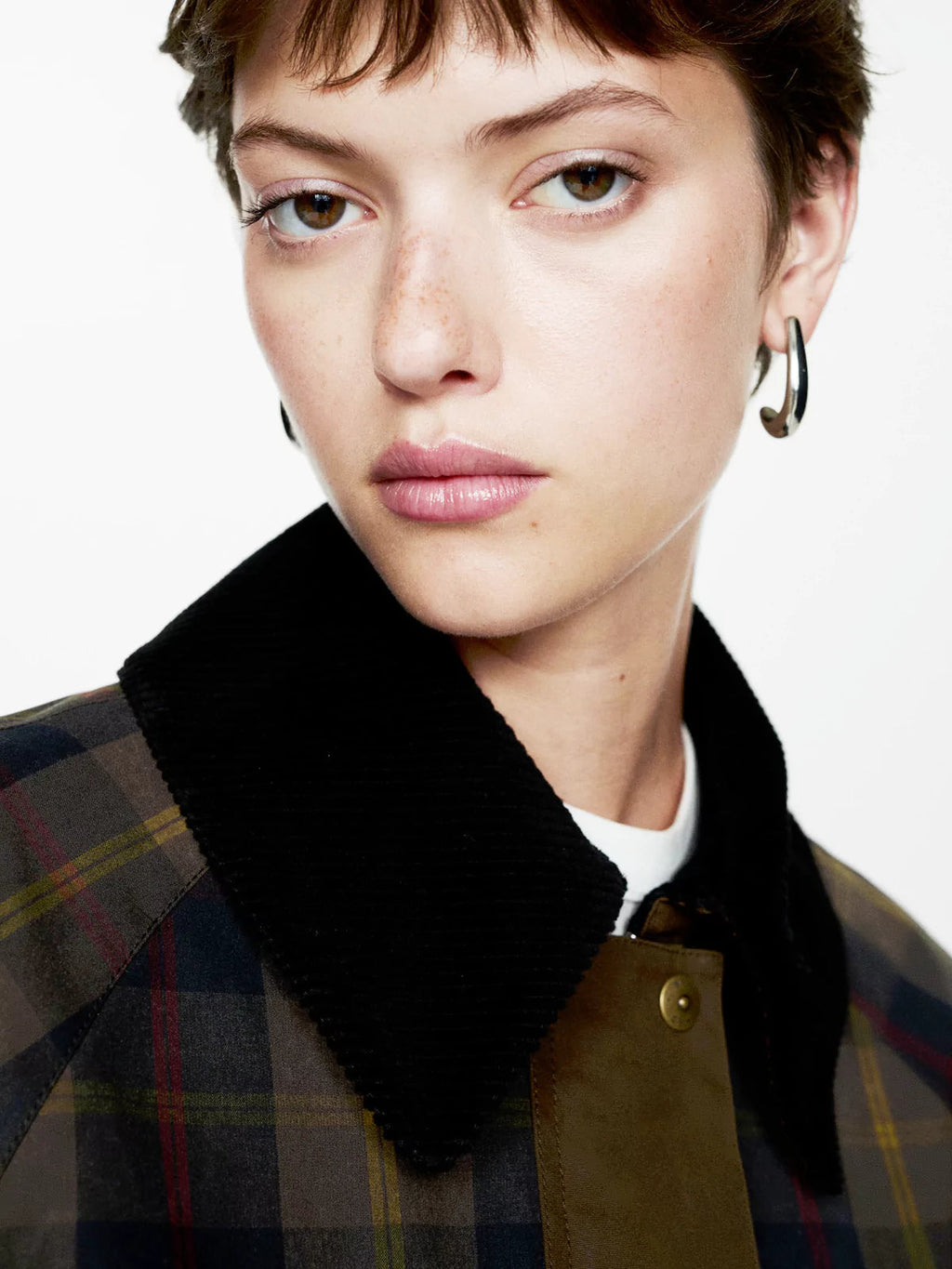 Checked Jacket with Contrast Collar