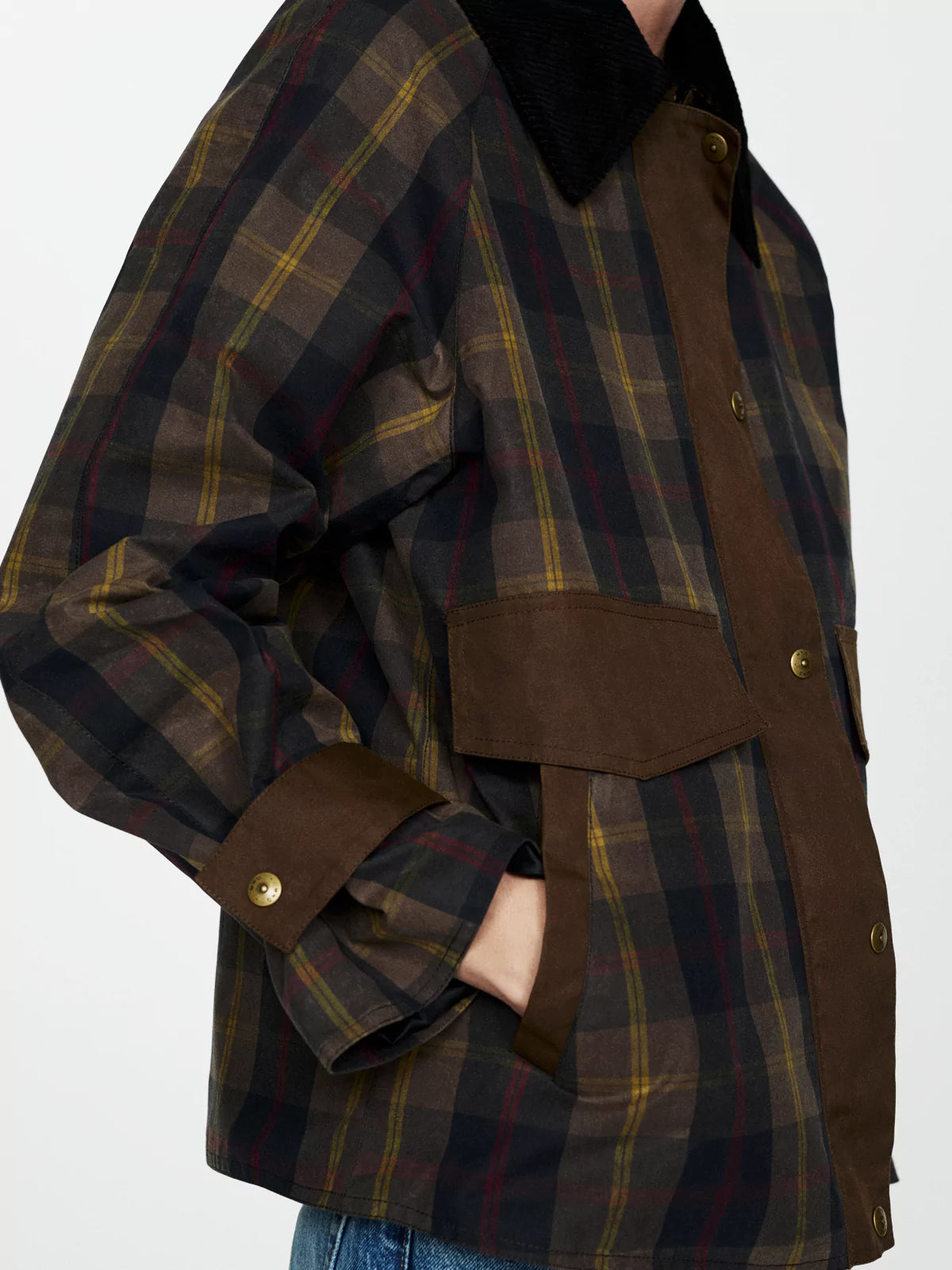 Checked Jacket with Contrast Collar