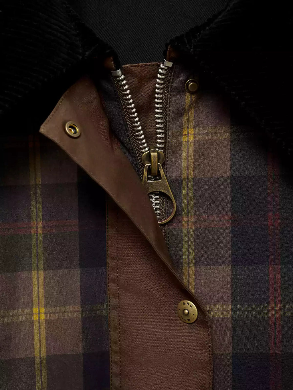 Checked Jacket with Contrast Collar
