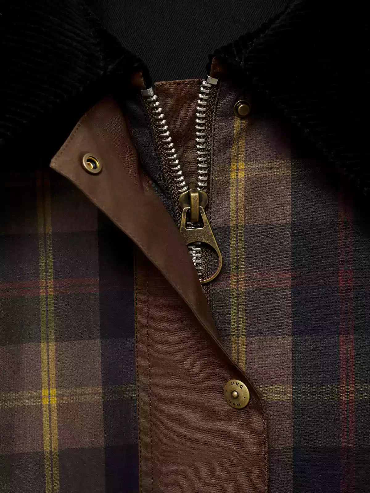 Checked Jacket with Contrast Collar
