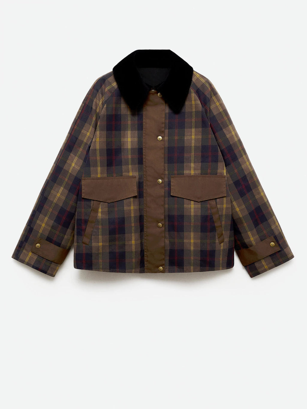 Checked Jacket with Contrast Collar