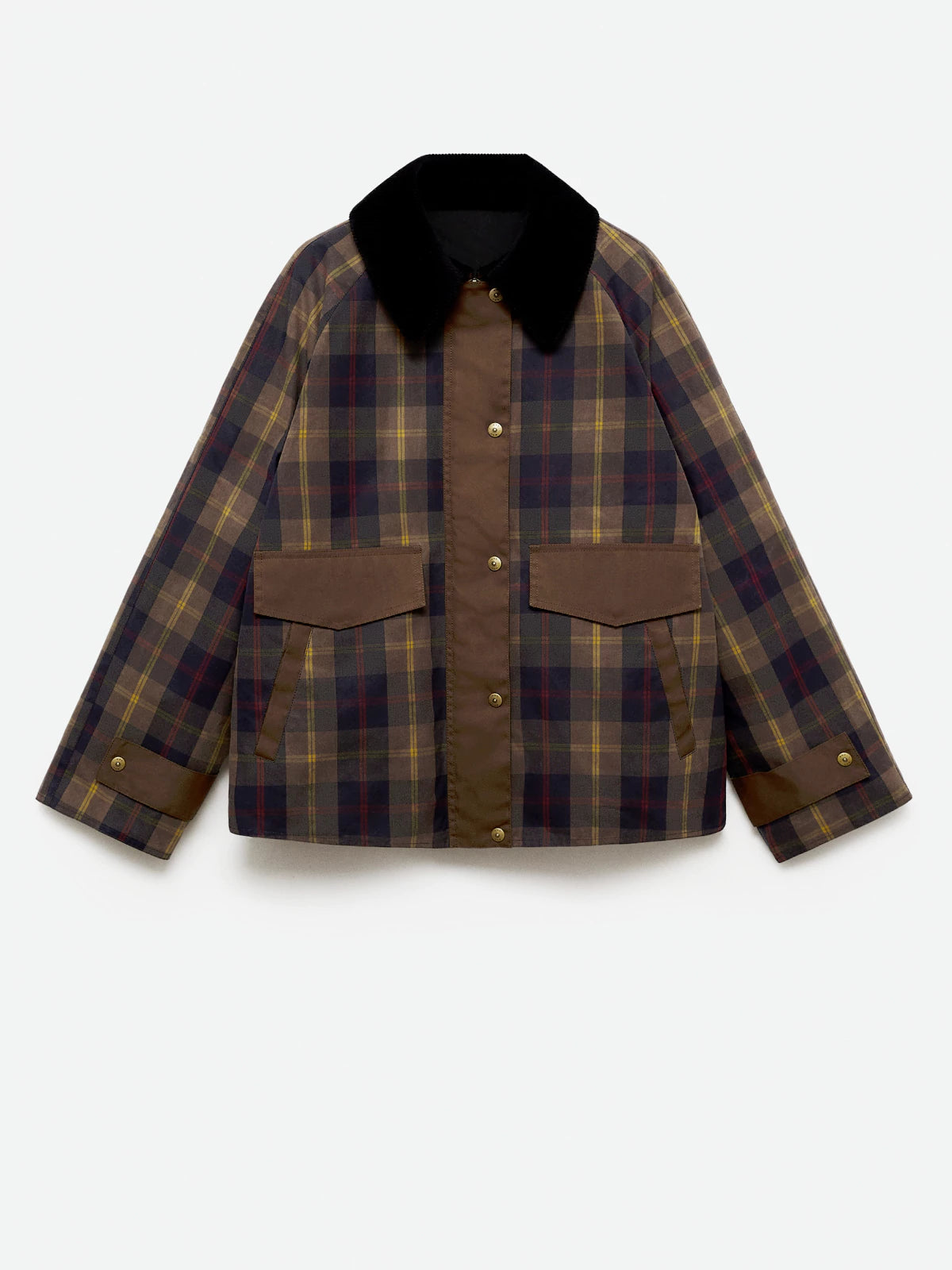 Checked Jacket with Contrast Collar