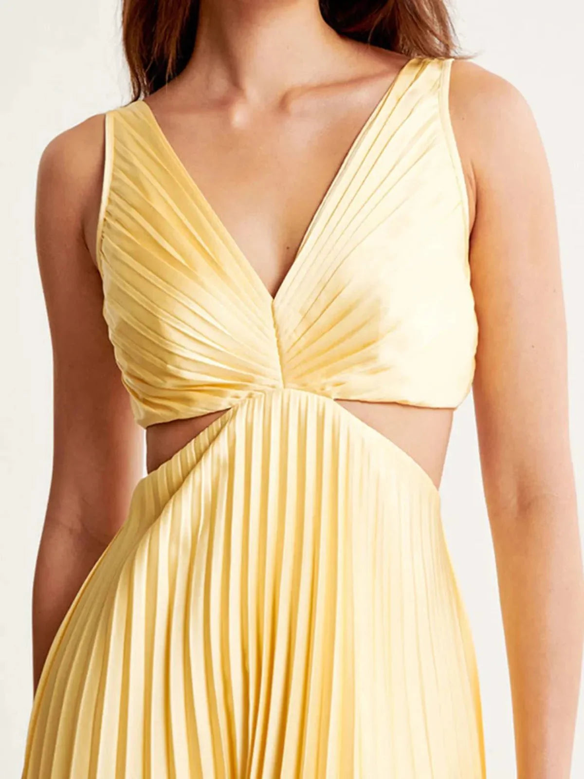 Pleated Maxi Dress with Cut Out Waist