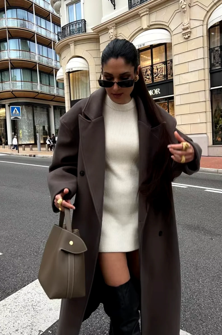 Oversized Double Breasted Long Coat