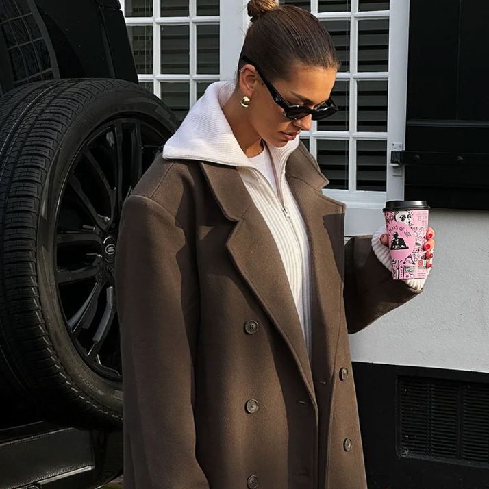 Oversized Double Breasted Long Coat