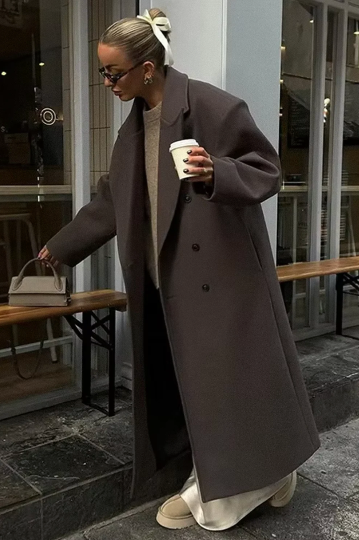 Oversized Double Breasted Long Coat