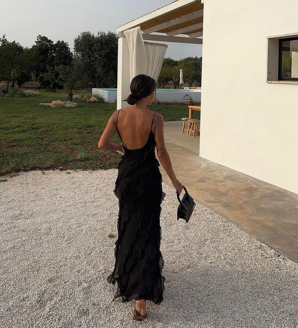 Maxi Dress with Ladder Ruffle Detailing