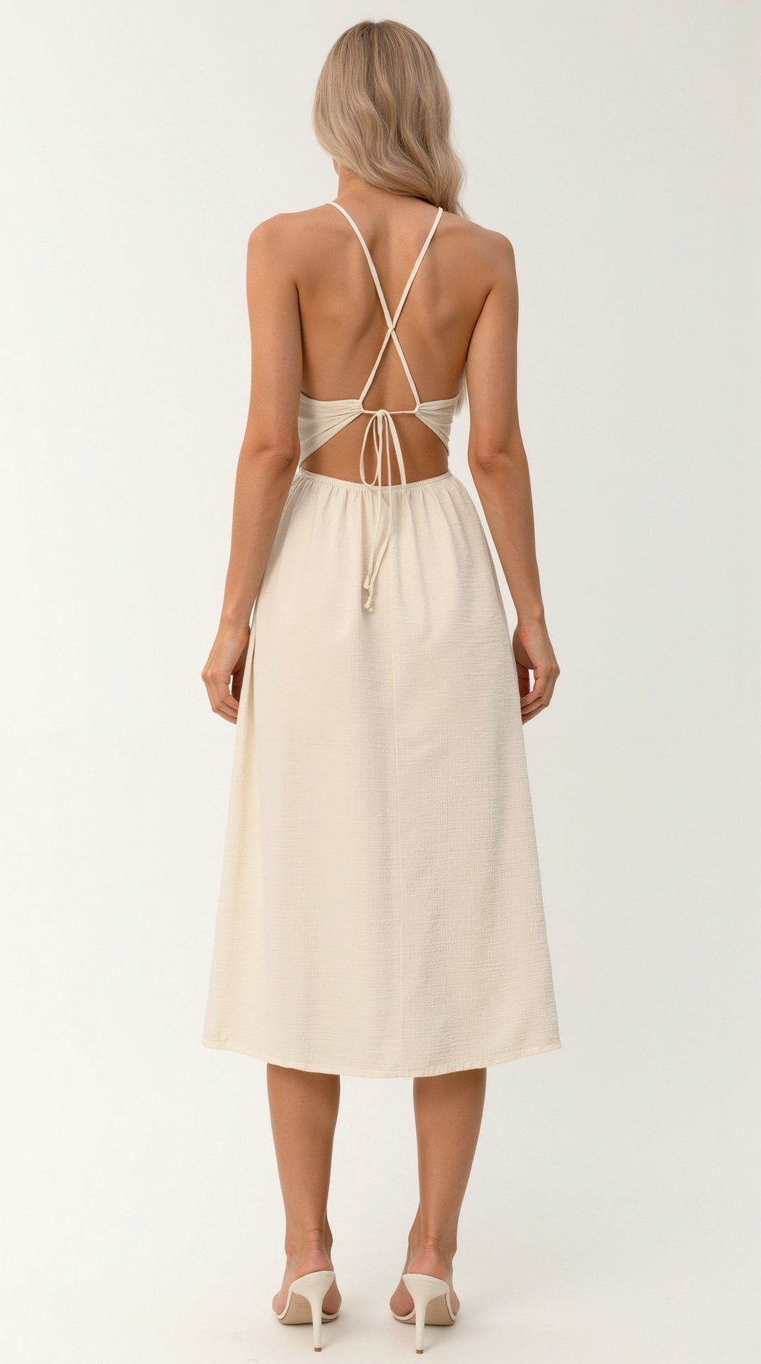 Midi Dress with Cut Out Front and Side Slit