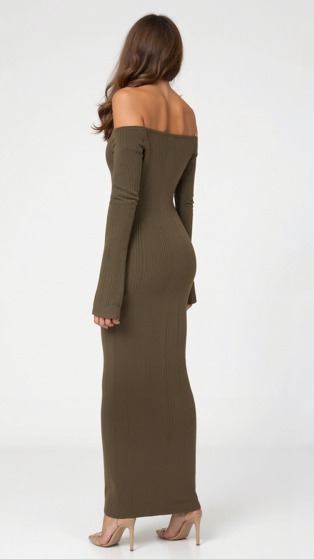 Ribbed Off-Shoulder Maxi Dress